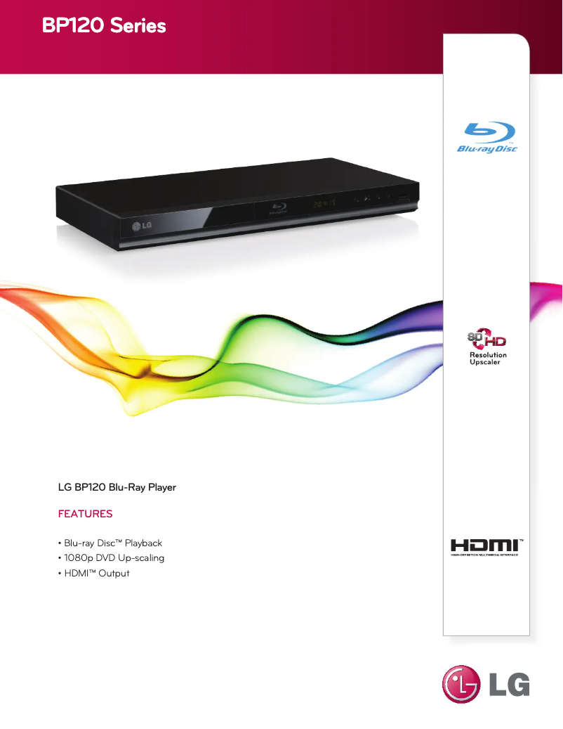 Page 1 de la notice Fiche technique LG BP120
