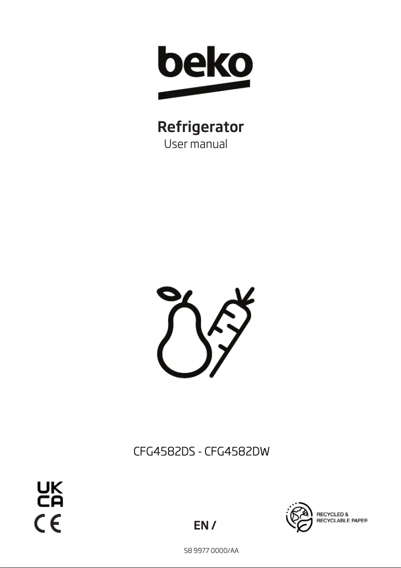 Page 1 de la notice Manuel utilisateur Beko CFG4582DS