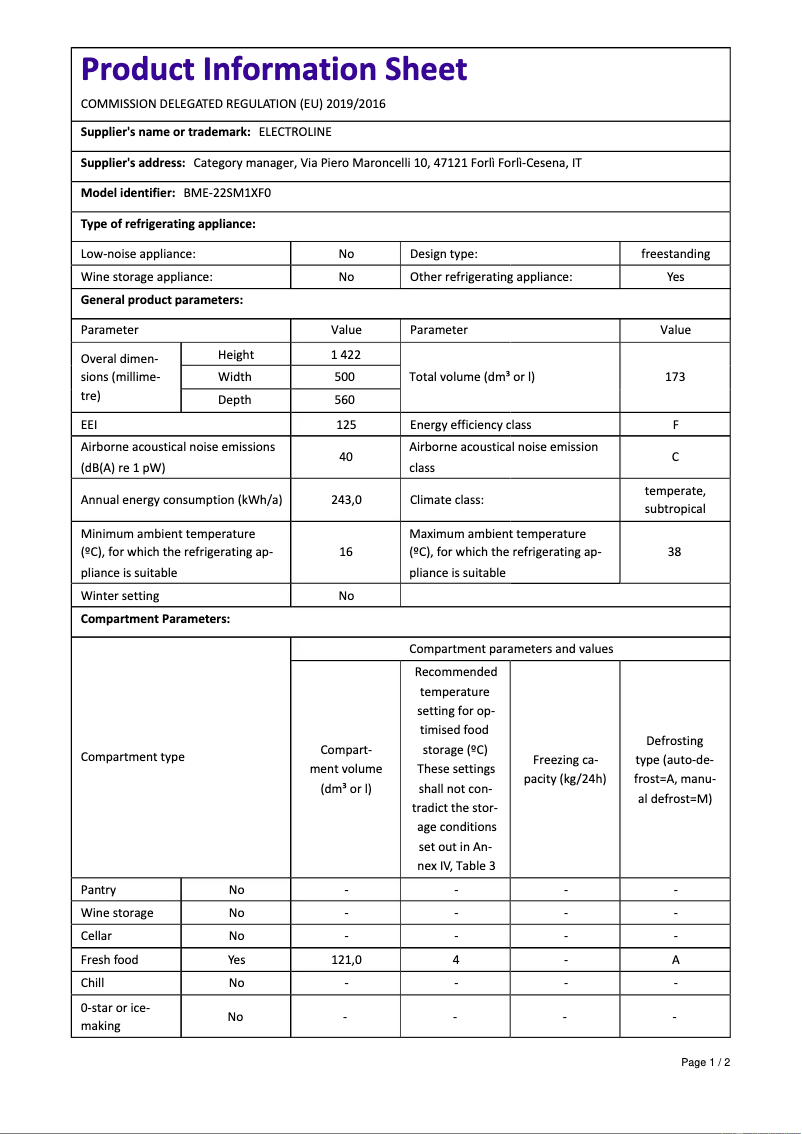 Image de la première page du manuel de l'appareil BME-22SM1XF0