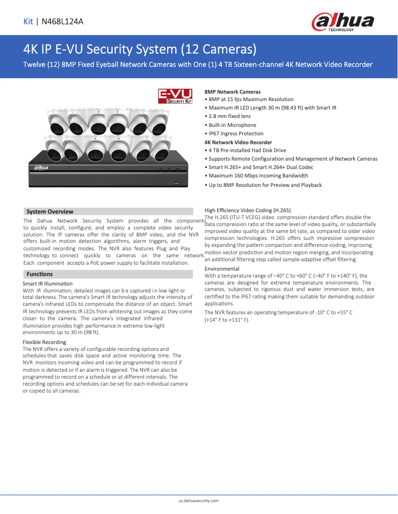 Page 1 de la notice Fiche technique Dahua Technology N468L124A