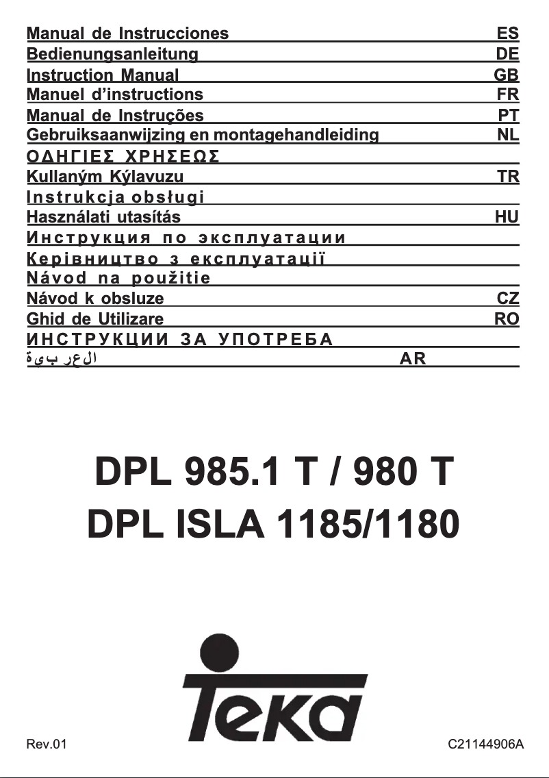 Page n°1 - Manuel utilisateur Teka DPL 985.1 T