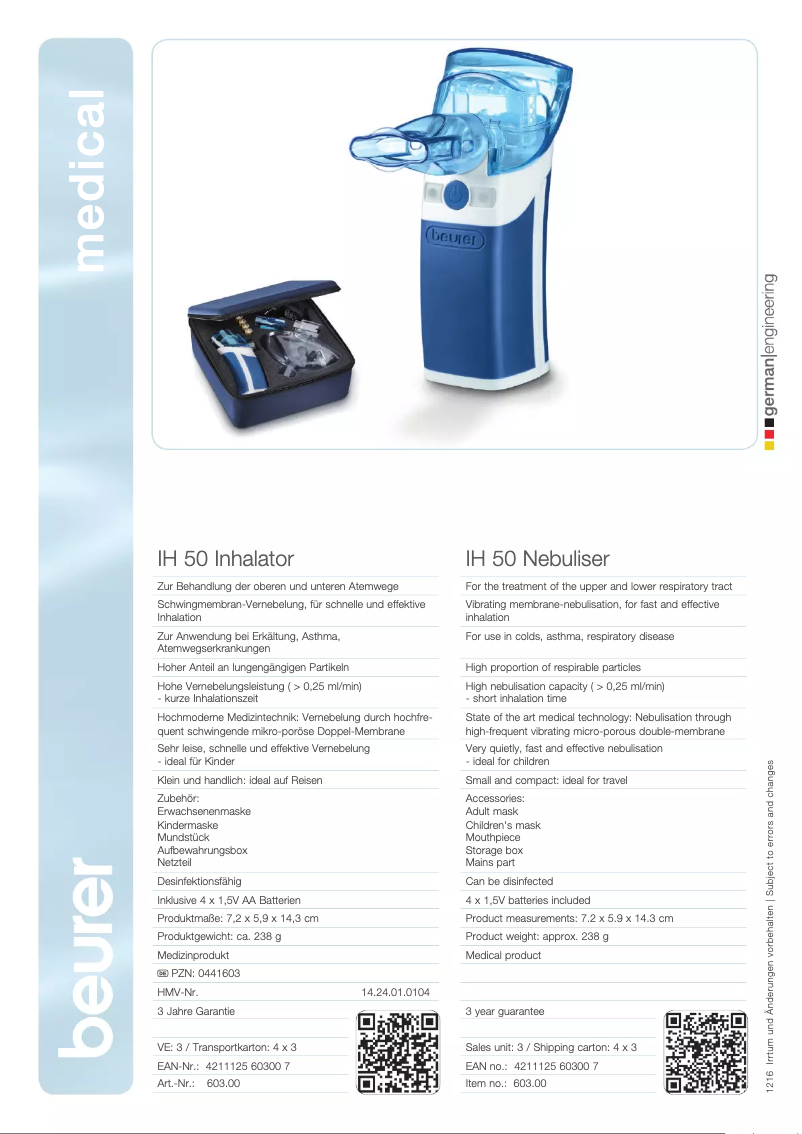 Page n°1 - Fiche technique Beurer IH 50