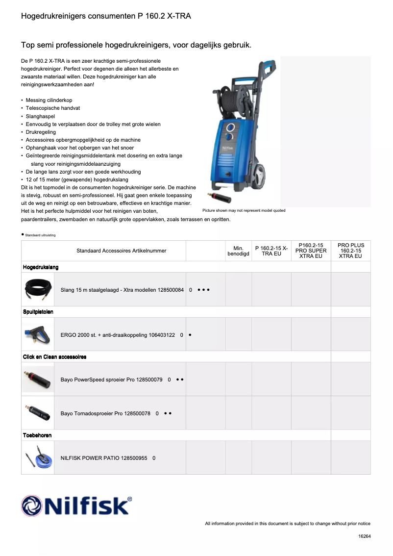 Page n°1 - Manuel utilisateur Nilfisk P 160.2 X-TRA