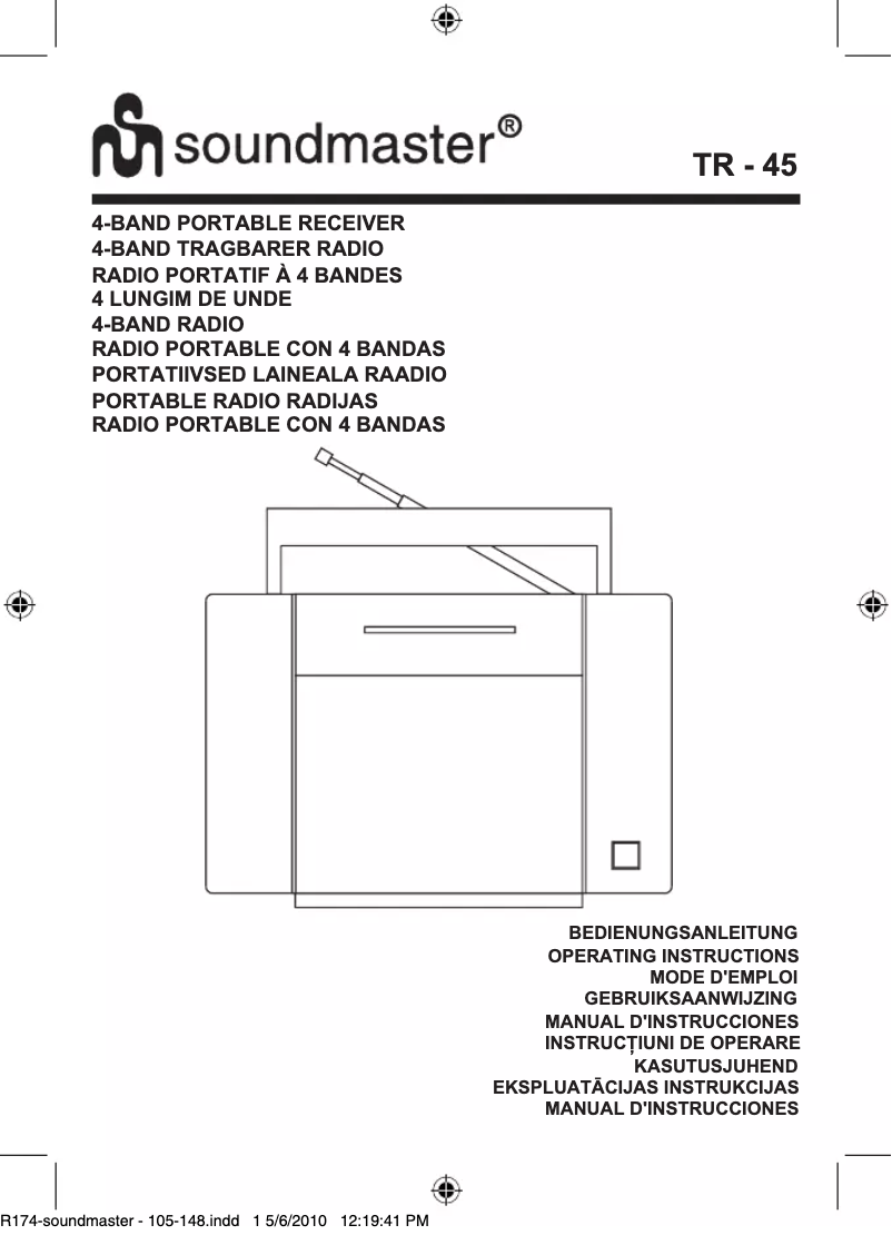 Page 1 de la notice Manuel utilisateur Soundmaster TR45