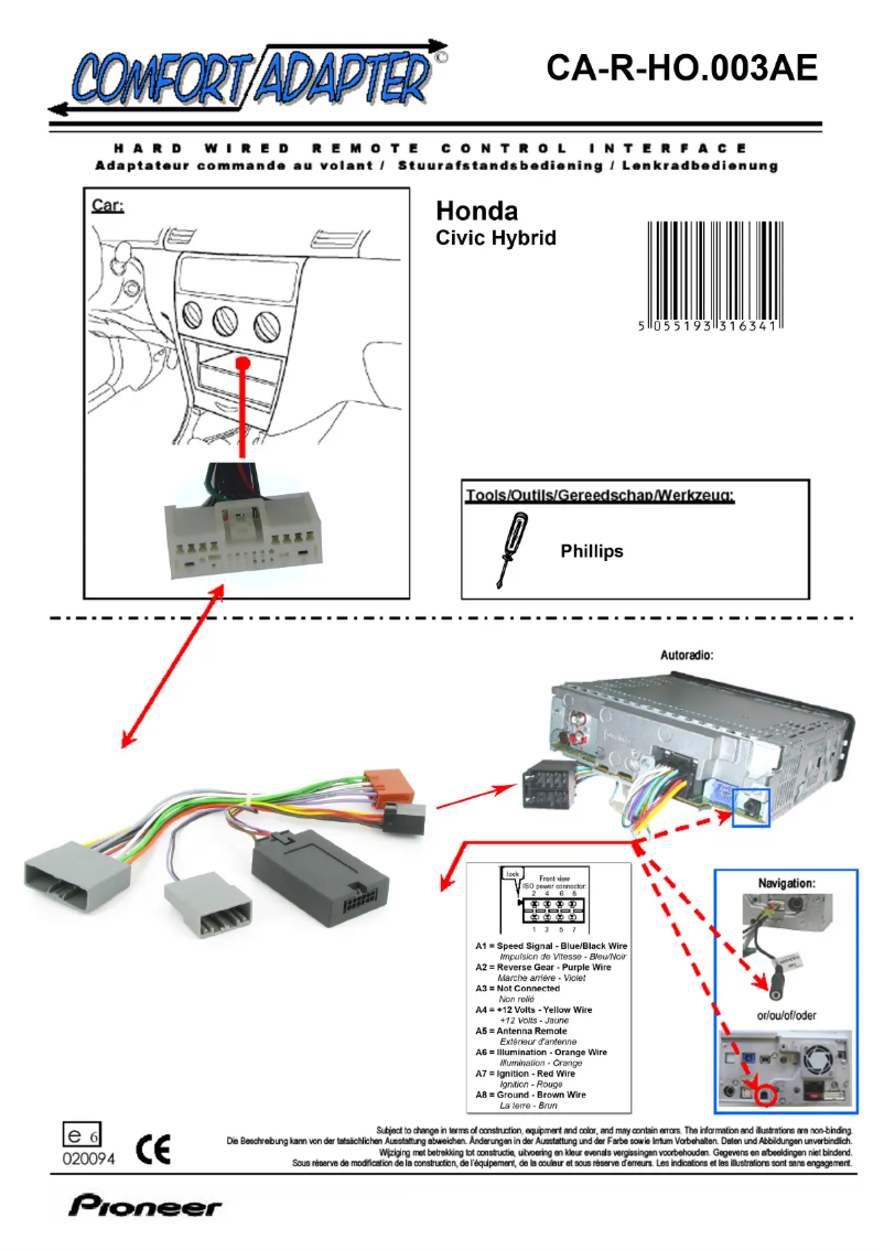 Page n°1 - Manuel utilisateur Pioneer CA-R-HO.003AE