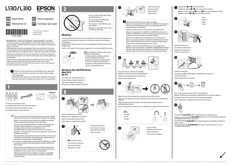 Page n°1 - Guide d'installation Epson L310