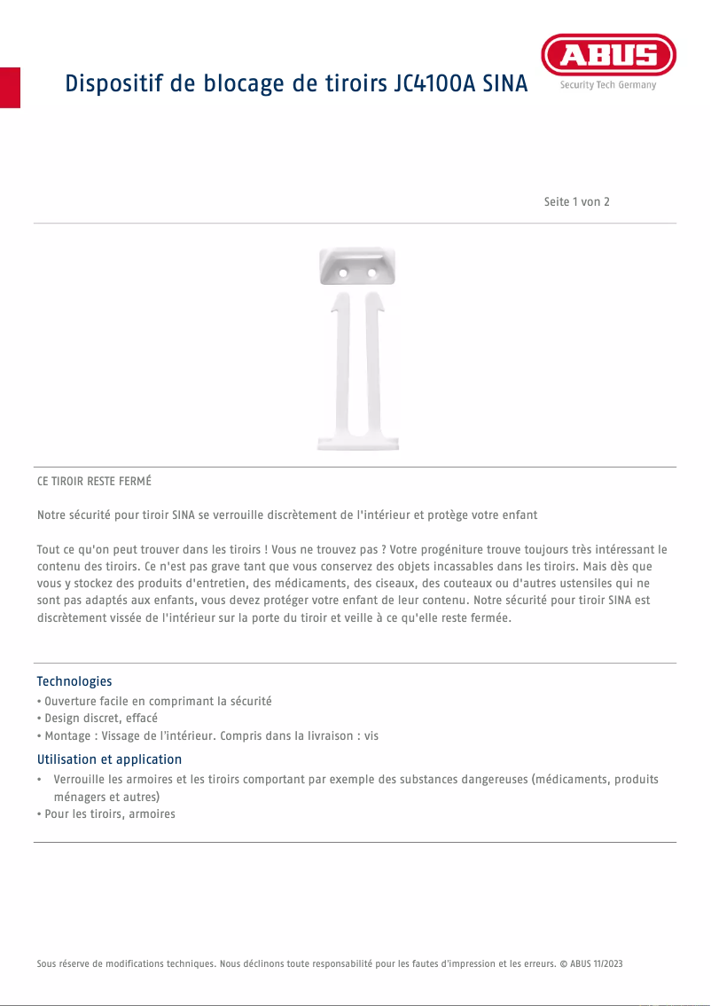 Image de la première page du manuel de l'appareil JC4100A SINA