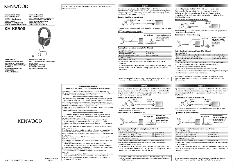 Page 1 de la notice Manuel utilisateur Kenwood KH-KR900