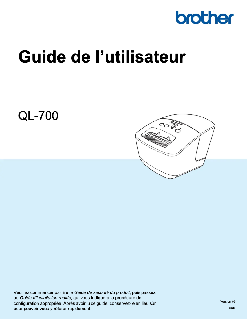 Image de la première page du manuel de l'appareil QL-700 label printer