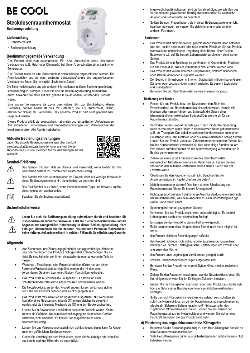 Image de la première page du manuel de l'appareil BC23SRT01