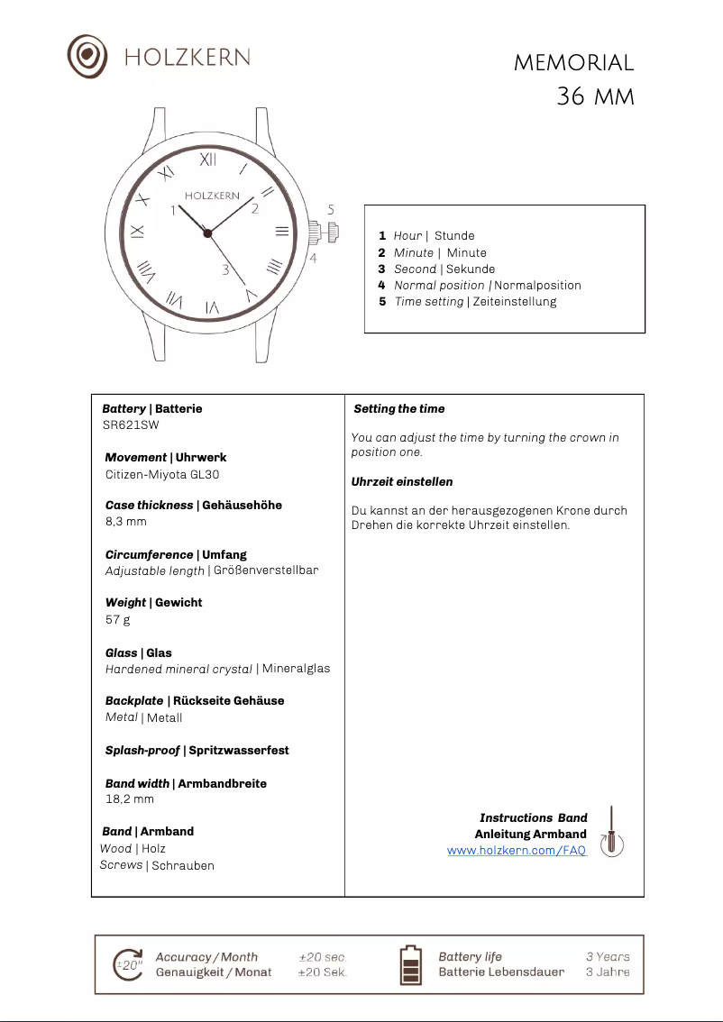Page 1 de la notice Manuel utilisateur Holzkern Anne