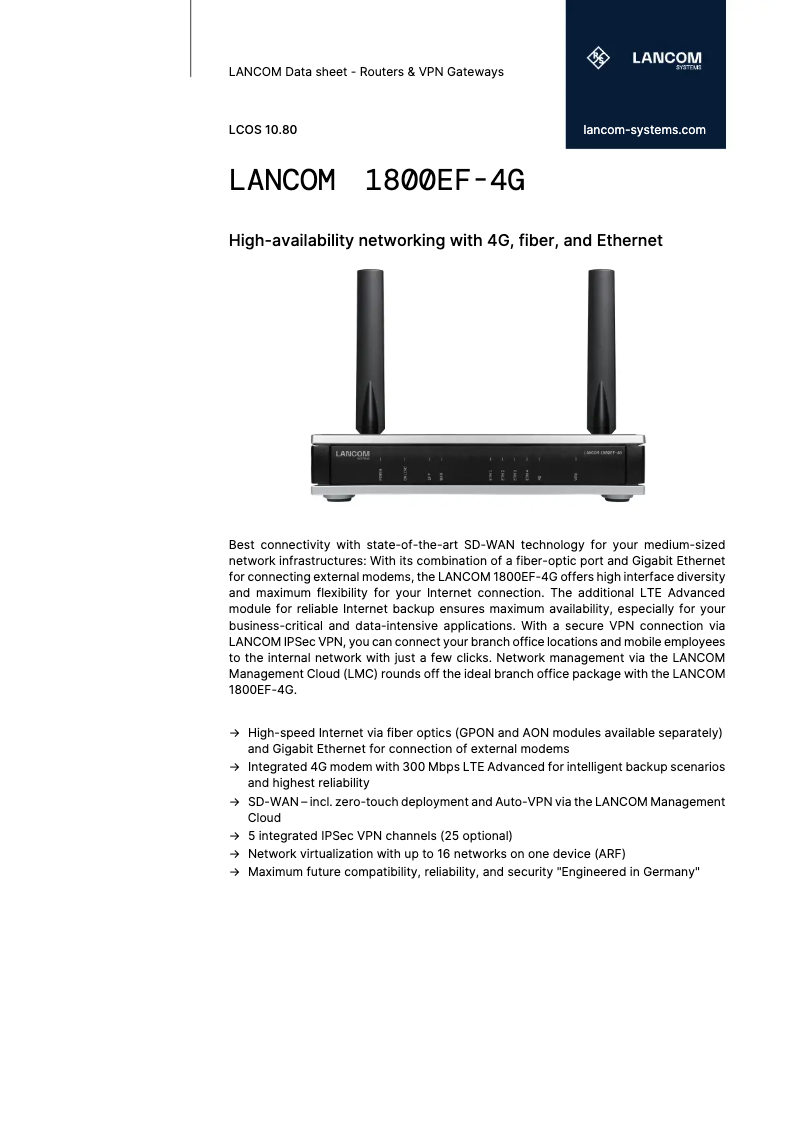 Image de la première page du manuel de l'appareil 1800EF-4G