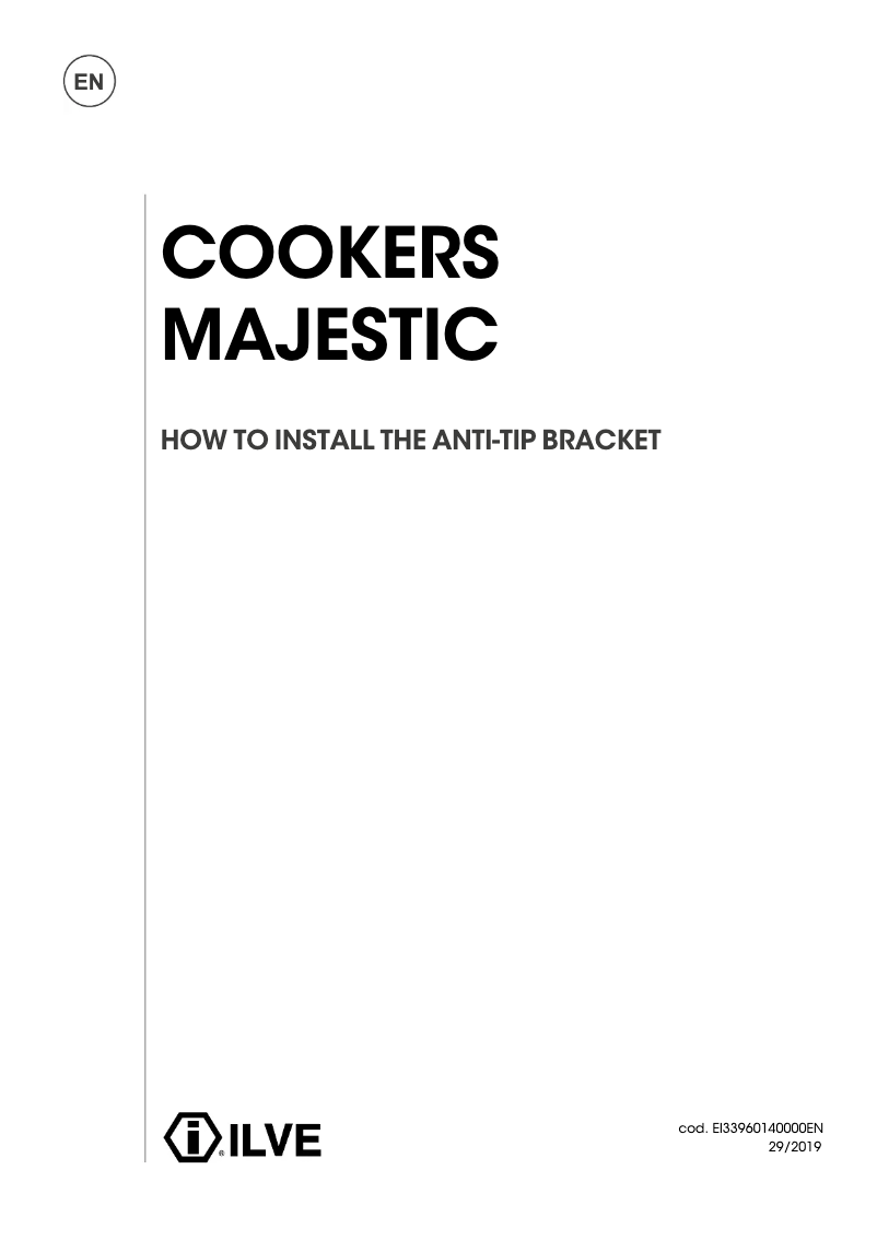 Page n°1 - Guide d'installation Ilve UMI30NE3WHP