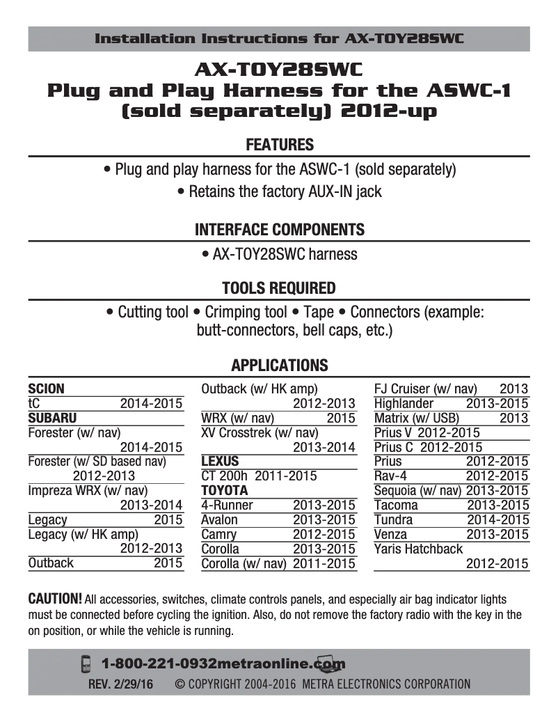 Image de la première page du manuel de l'appareil AX-TOY28SWC