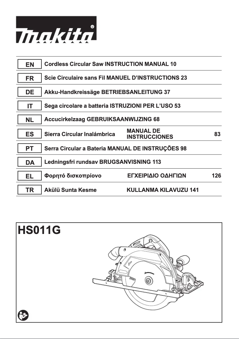 Page 1 de la notice Manuel utilisateur Makita HS011GZ