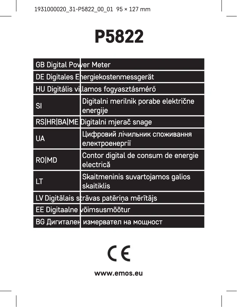 Page 1 de la notice Manuel utilisateur Emos P5822