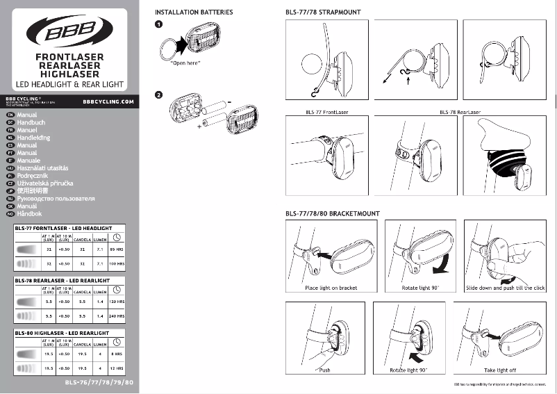 Image de la première page du manuel de l'appareil FrontLaser BLS-77