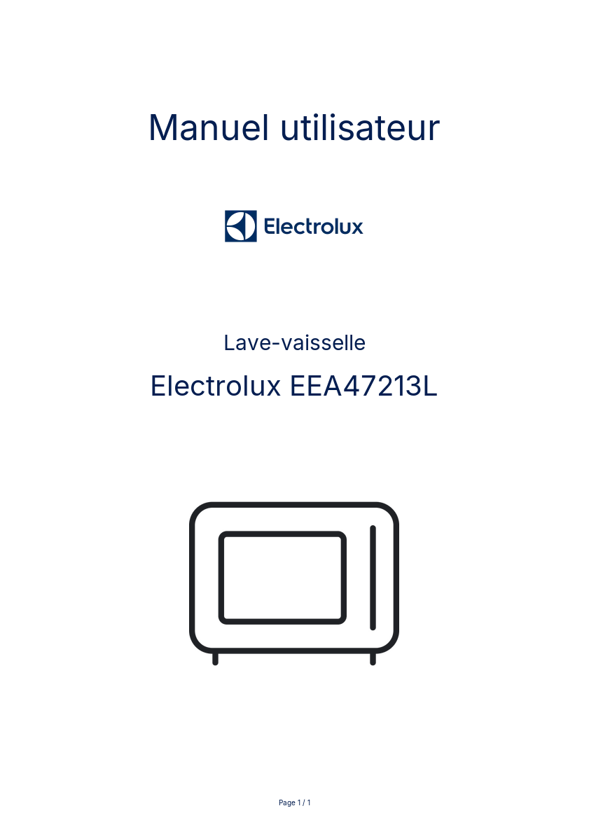Image de la première page du manuel de l'appareil EEA47213L