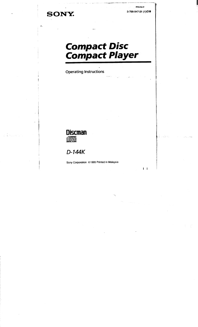 Image de la première page du manuel de l'appareil Discman D-144K