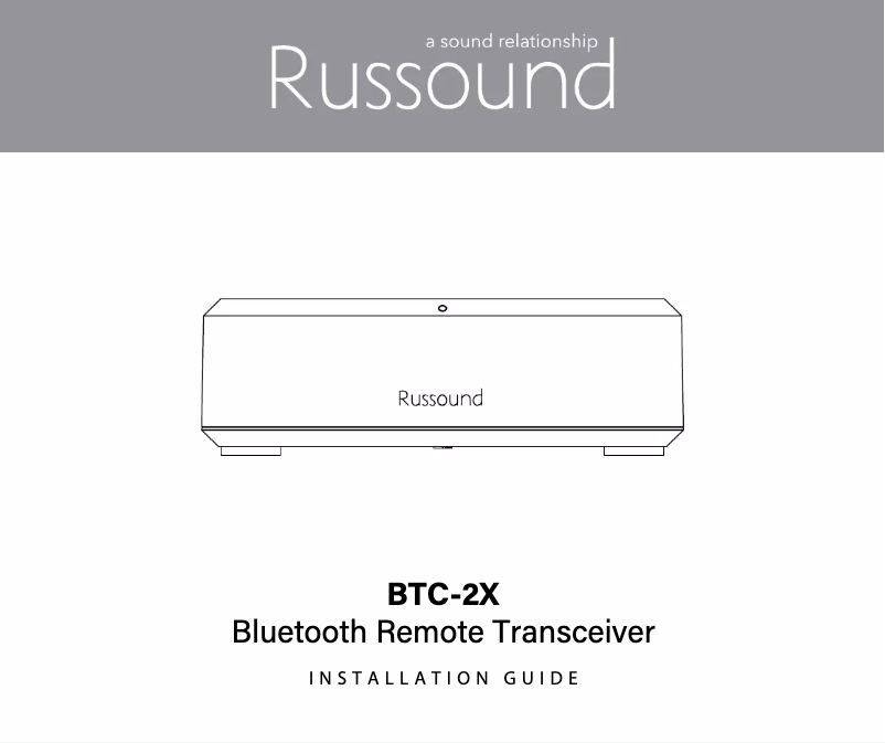 Page n°1 - Manuel utilisateur Russound BTC-2X