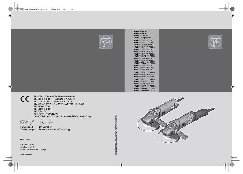 Página 1 del manual Manual de usuario Fein WSG 17-150 PRT