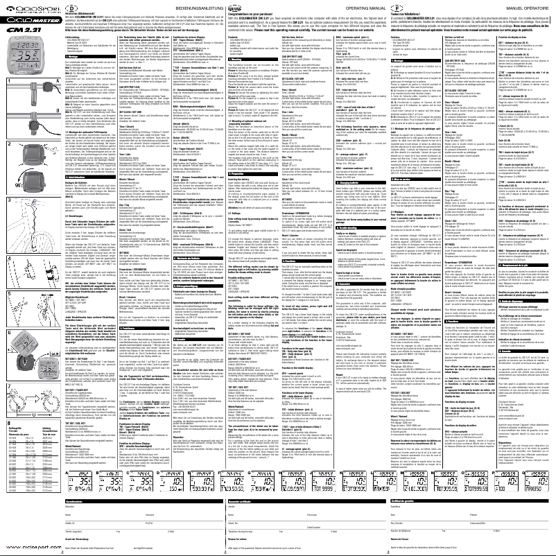 Página 1 del manual Manual de usuario Ciclo Ciclomaster CM 2.21