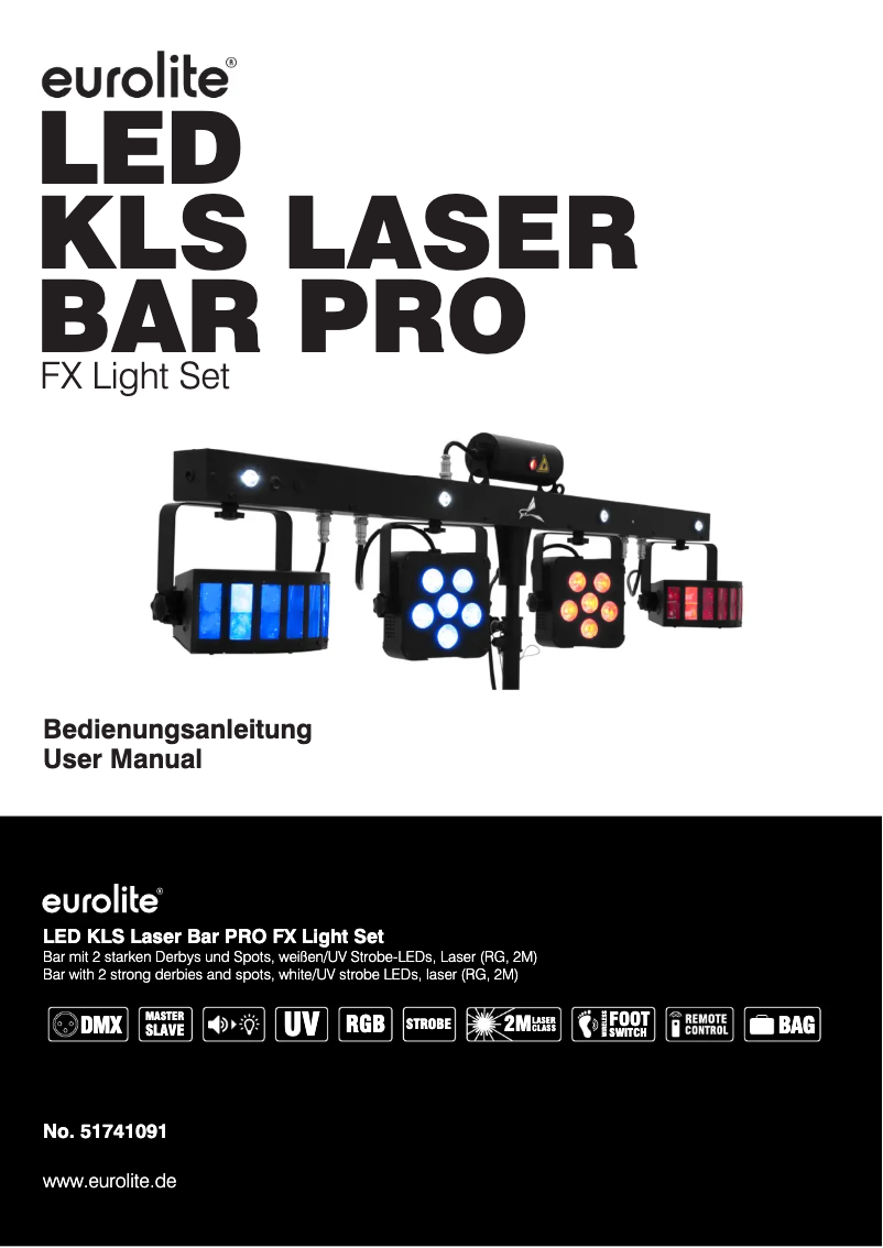 First page image of the manual for LED KLS Laser Bar PRO
