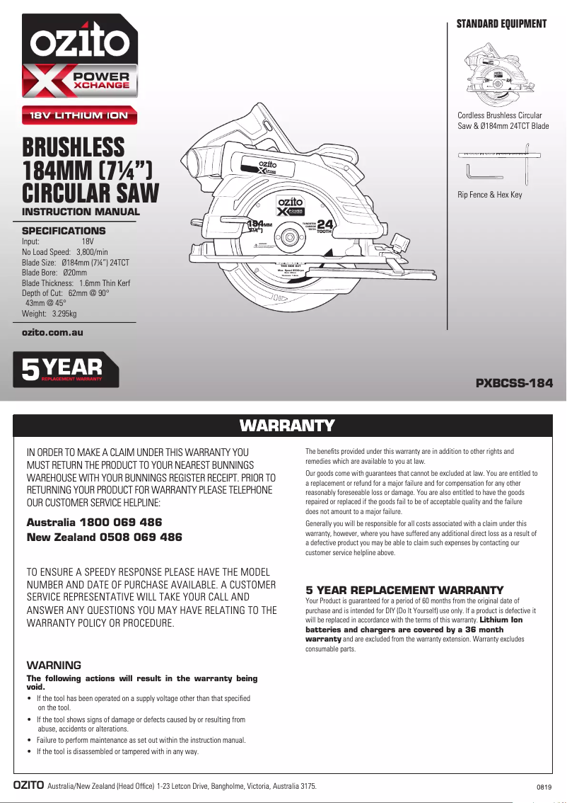 Image de la première page du manuel de l'appareil PXBCSS-184
