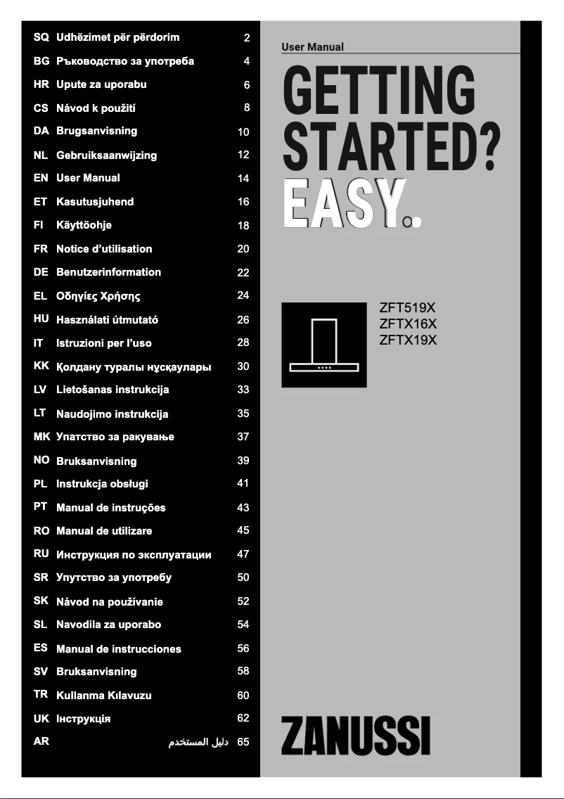 Page 1 de la notice Manuel utilisateur Zanussi ZFT516X