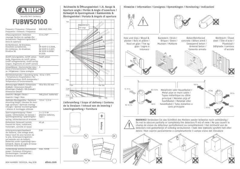 Image de la première page du manuel de l'appareil FUBW50100