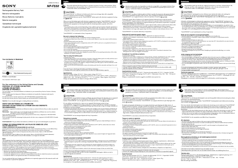 Página 1 del manual Manual de usuario Sony ACC-MVC2