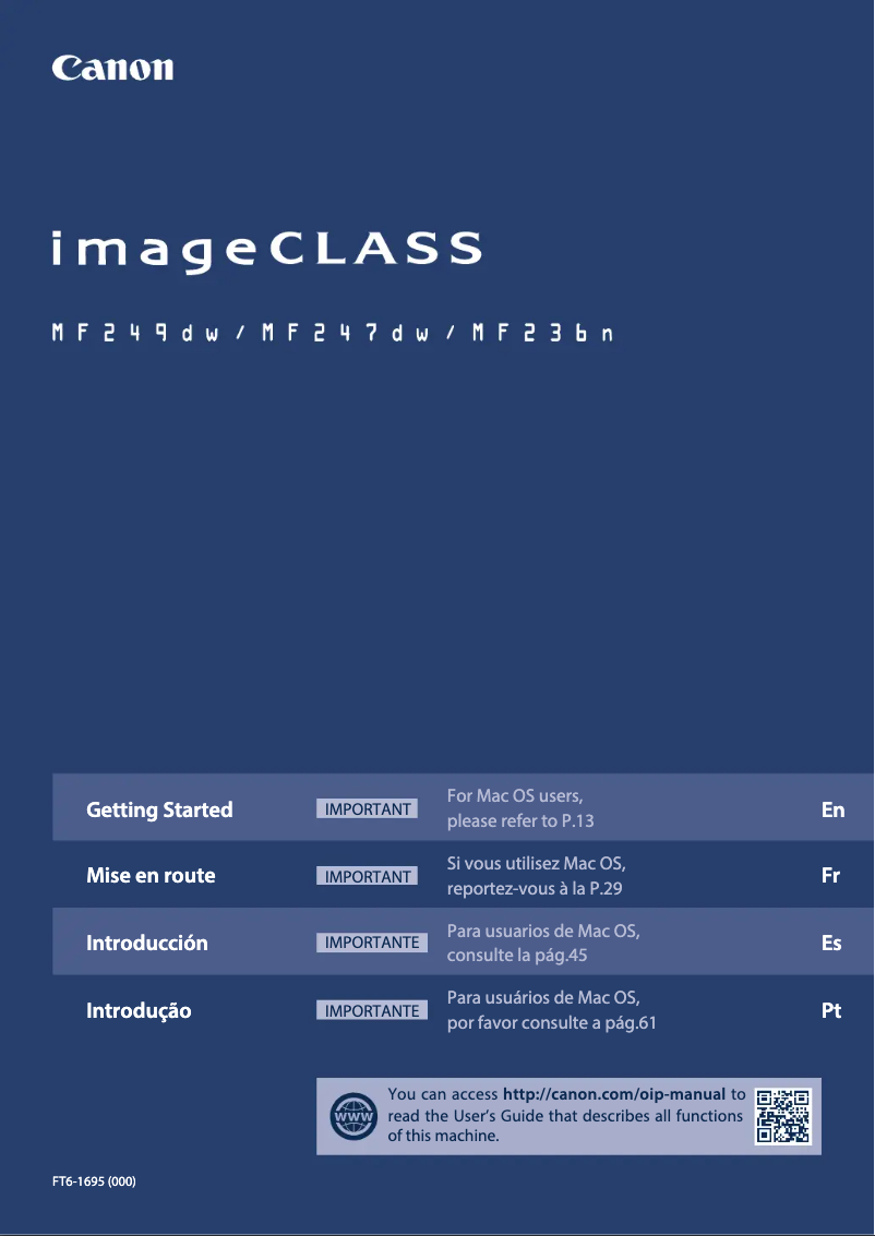 Image de la première page du manuel de l'appareil imageCLASS MF236n