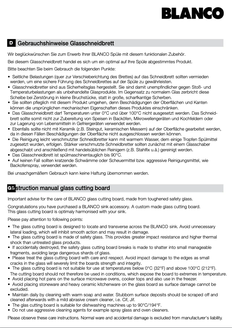 Page 1 de la notice Manuel utilisateur BLANCO CLARON 400/400-U