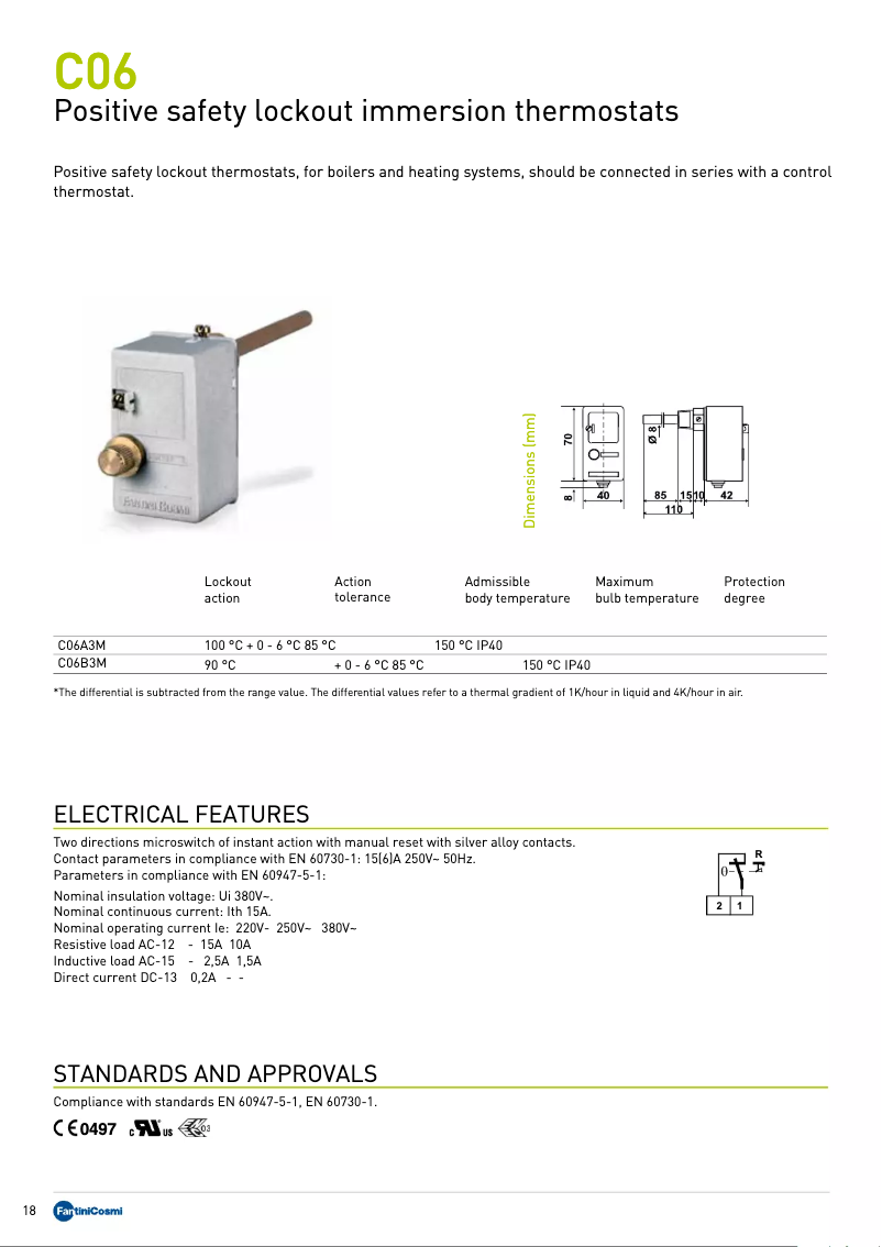 Page 1 de la notice Fiche technique Fantini Cosmi C06