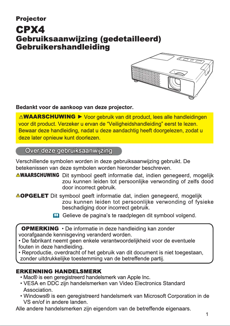 Page n°1 - Manuel utilisateur Hitachi CPX4WF