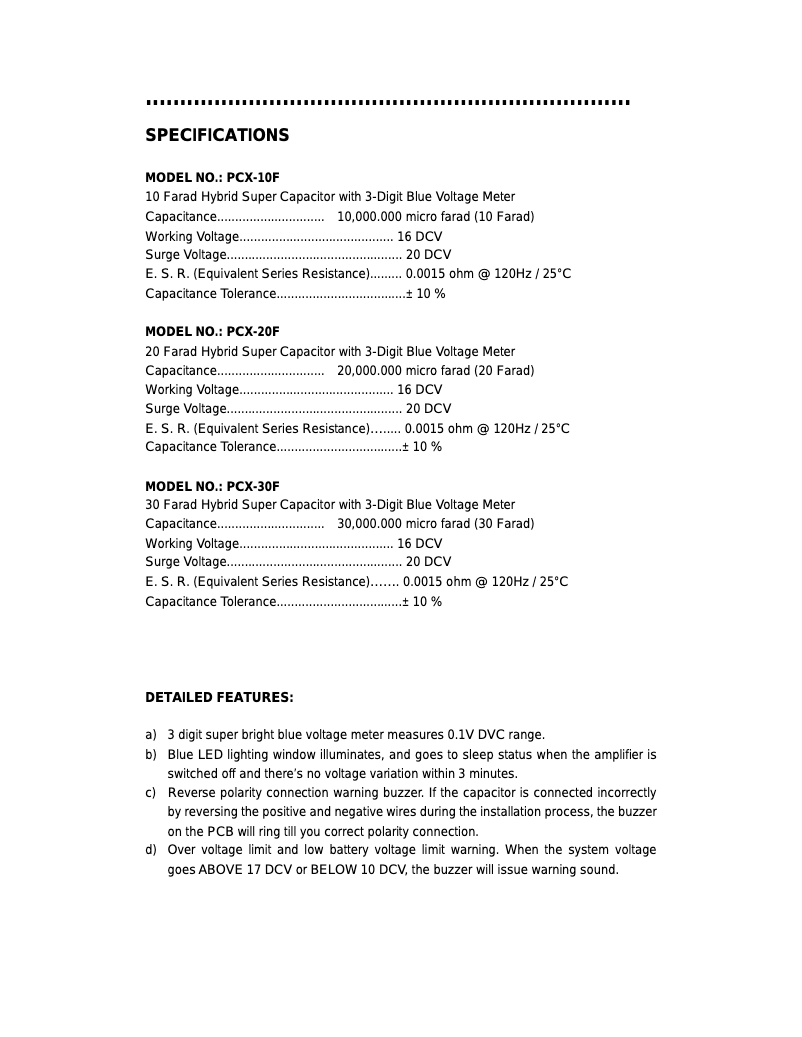 Page n°1 - Manuel utilisateur Power Acoustik PCX-30F