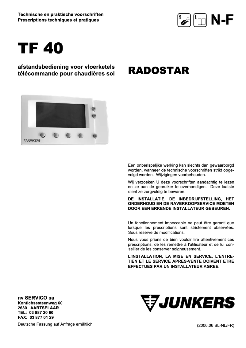 Image de la première page du manuel de l'appareil TF 40