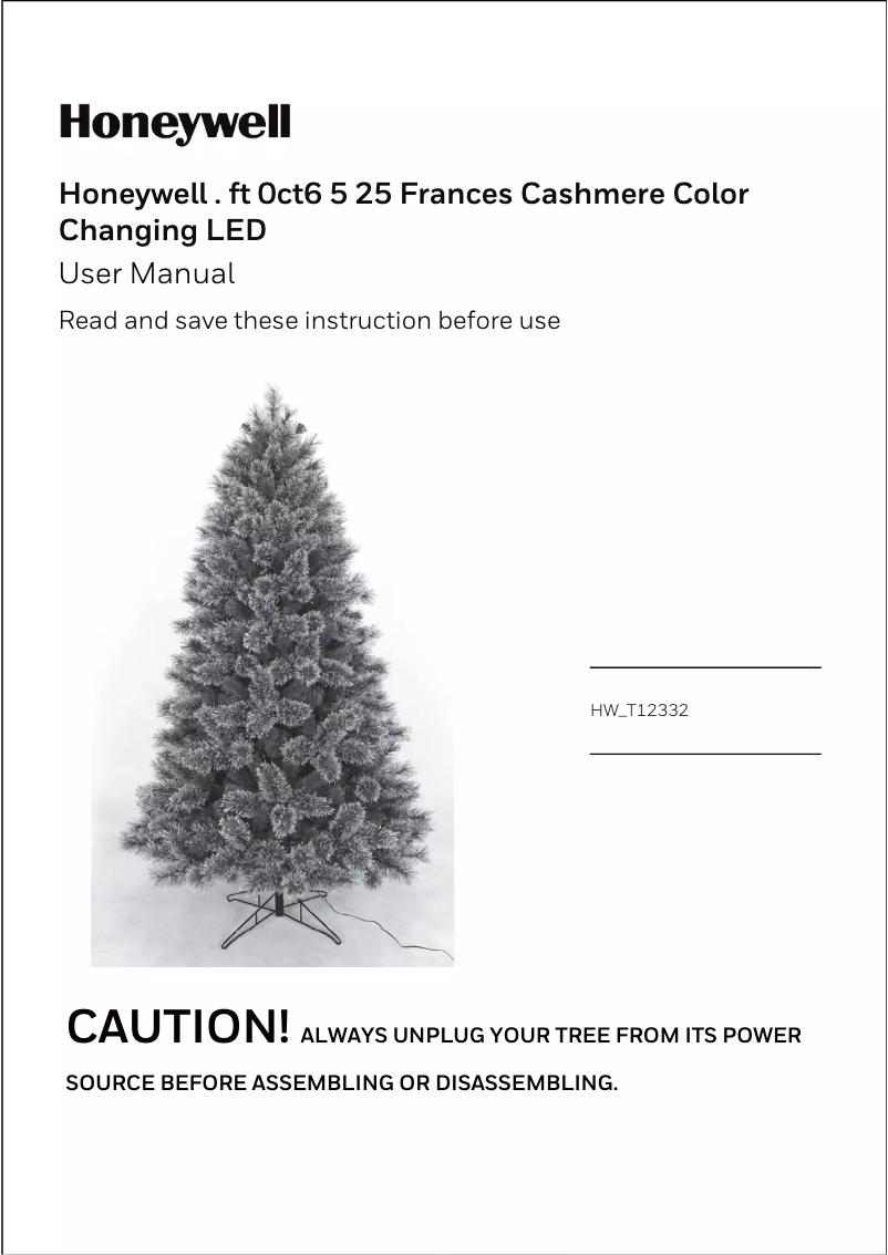 Page 1 de la notice Manuel utilisateur Honeywell HW-T12332