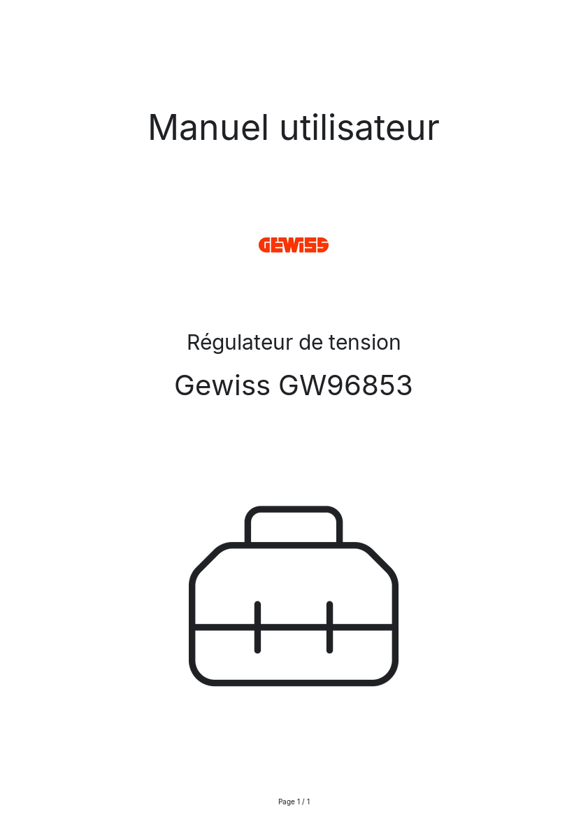 Image de la première page du manuel de l'appareil GW96853