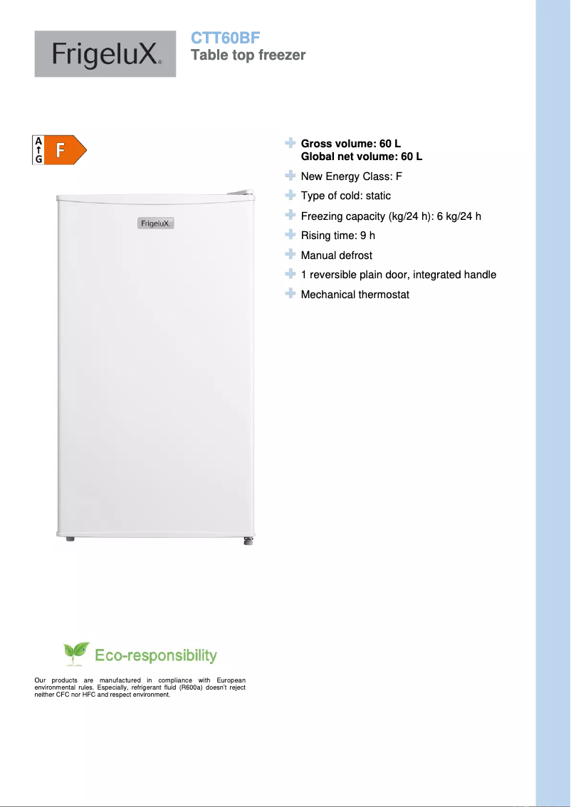 Page n°1 - Fiche technique FrigeluX CTT60BF