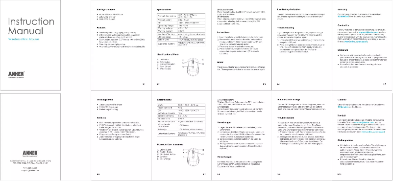 Page n°1 - Manuel utilisateur Anker Wireless Mini Mouse