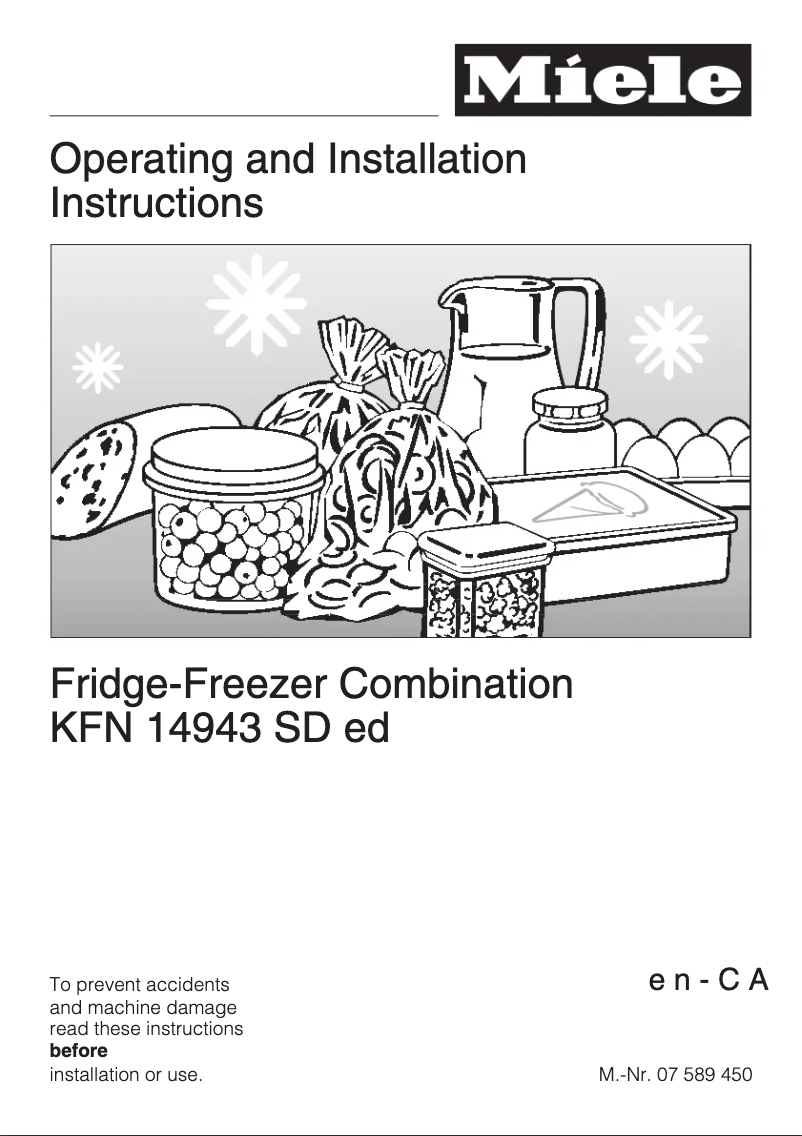 Page 1 de la notice Manuel utilisateur Miele KFN 14943 SD