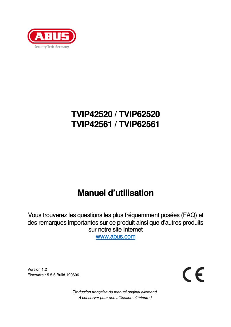 Page n°1 - Manuel utilisateur Abus TVIP42561