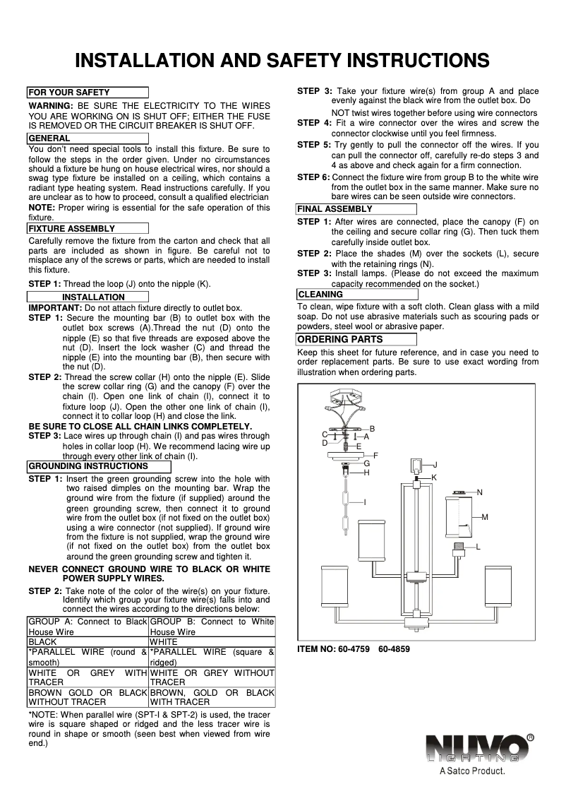 Page n°1 - Manuel utilisateur NUVO Gemini 60/4759