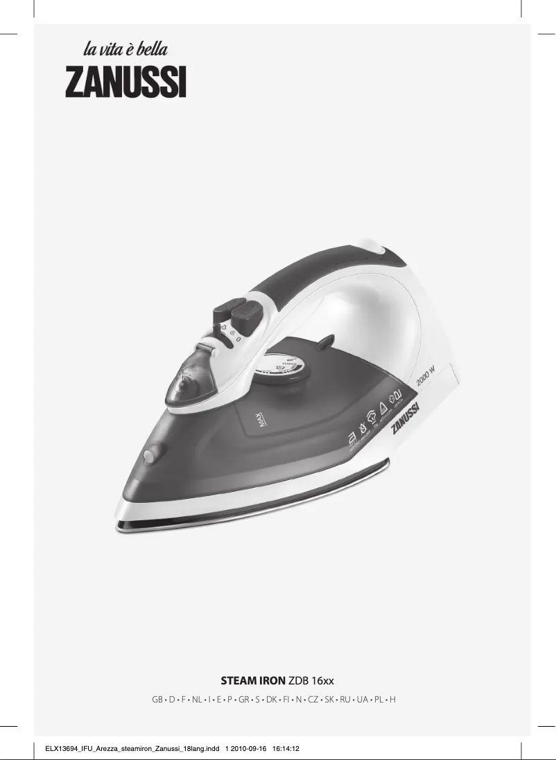 Page 1 de la notice Manuel utilisateur Zanussi ZDB1650