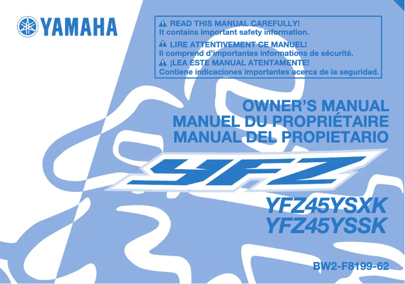 Page 1 of the manual User Manual Yamaha YFZ450 (2019)