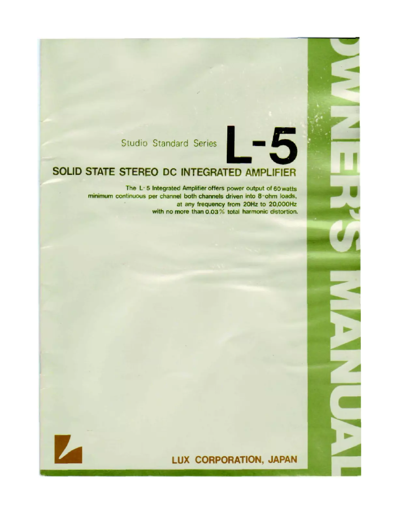 Page n°1 - Manuel utilisateur Luxman L-5