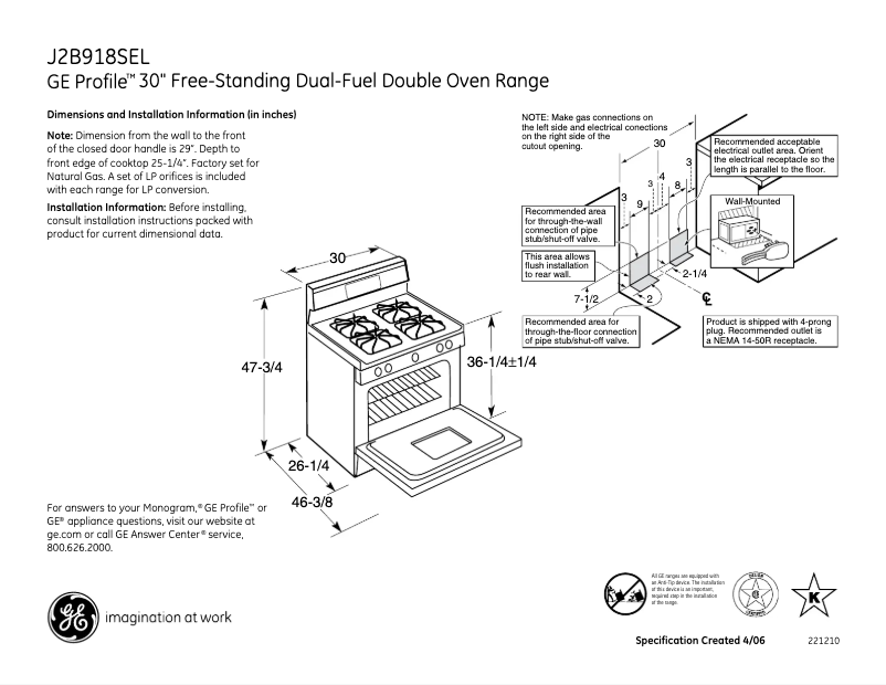 Imagen de la primera página del manual del dispositivo Profile J2B918SELSS