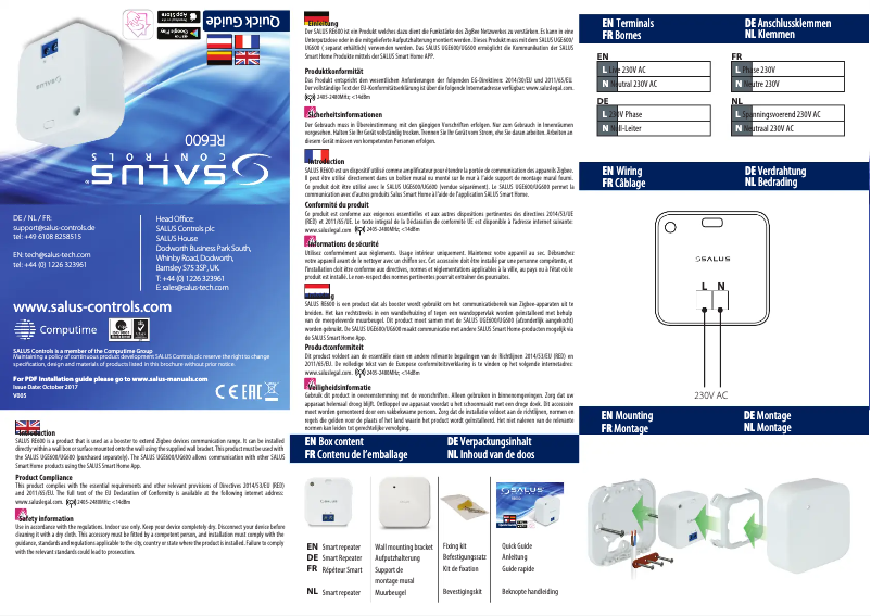 Imagen de la primera página del manual del dispositivo RE600