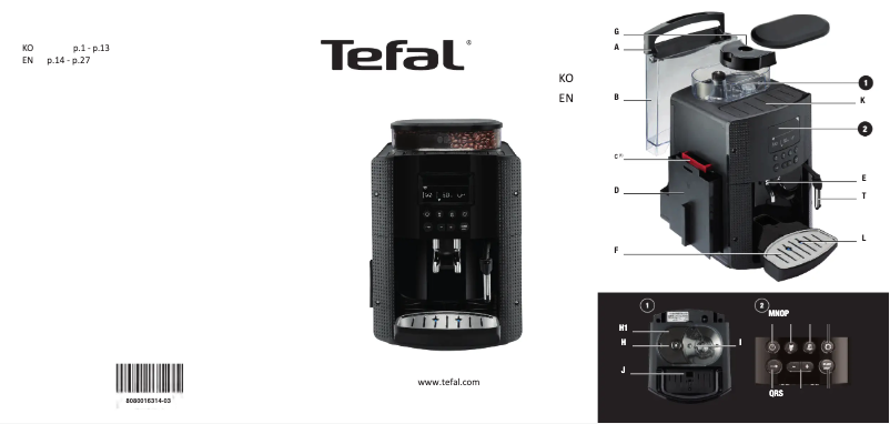 Page 1 de la notice Manuel utilisateur Tefal Arabica EX8178